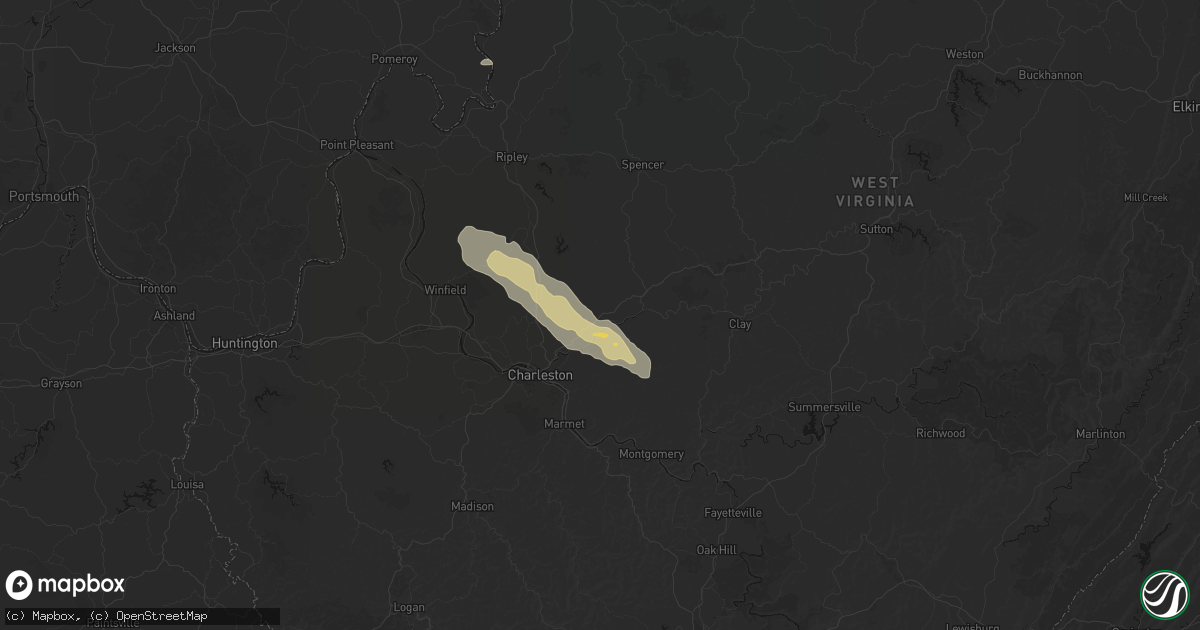 Hail map in Elkview, WV on August 8, 2026