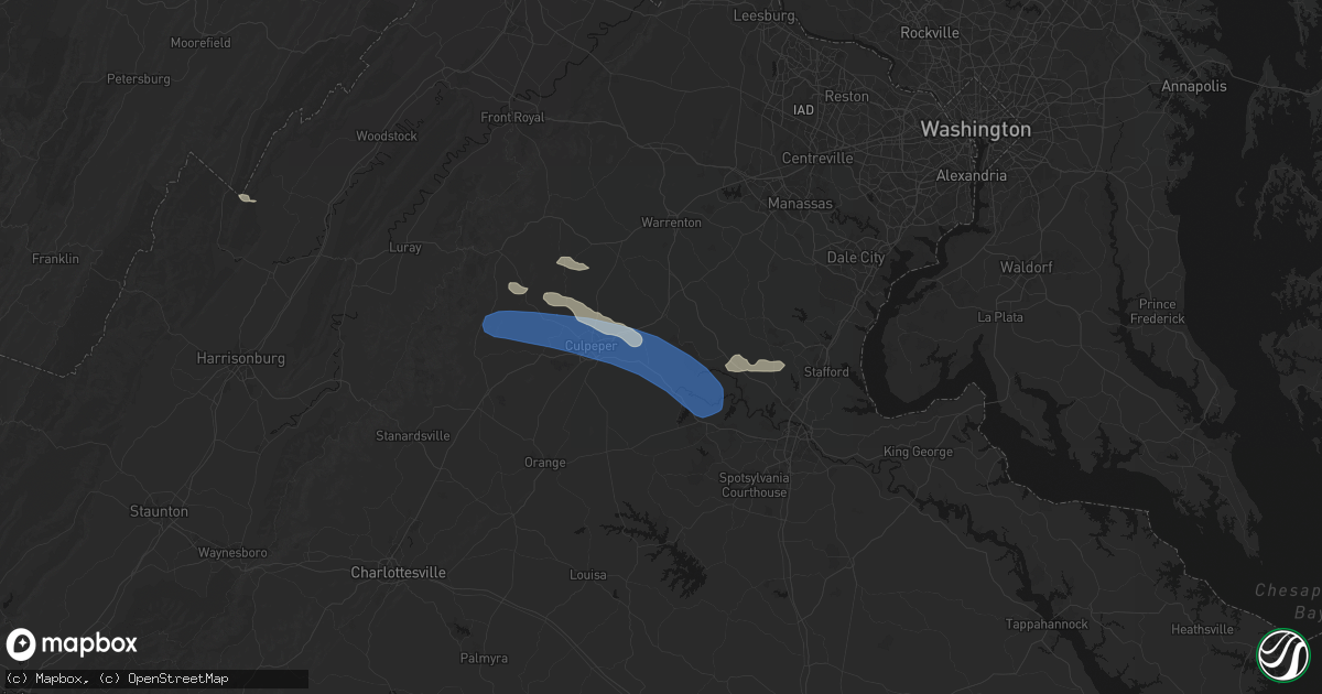 Hail map in Elkwood, VA on August 8, 2026