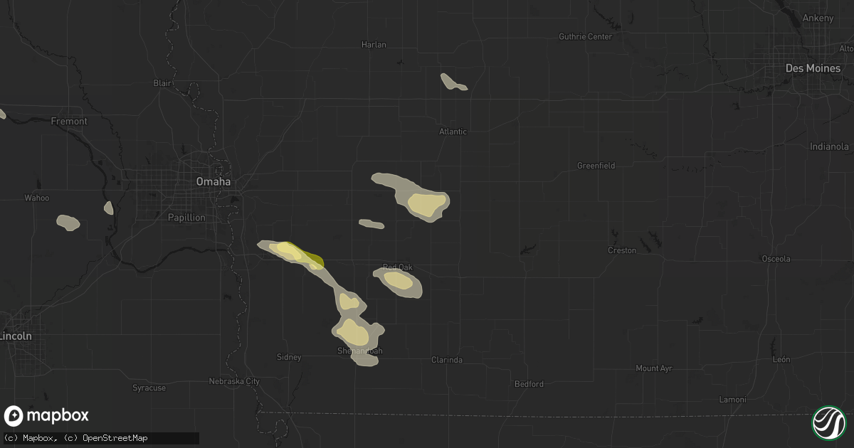 Hail map in Elliott, IA on August 8, 2026