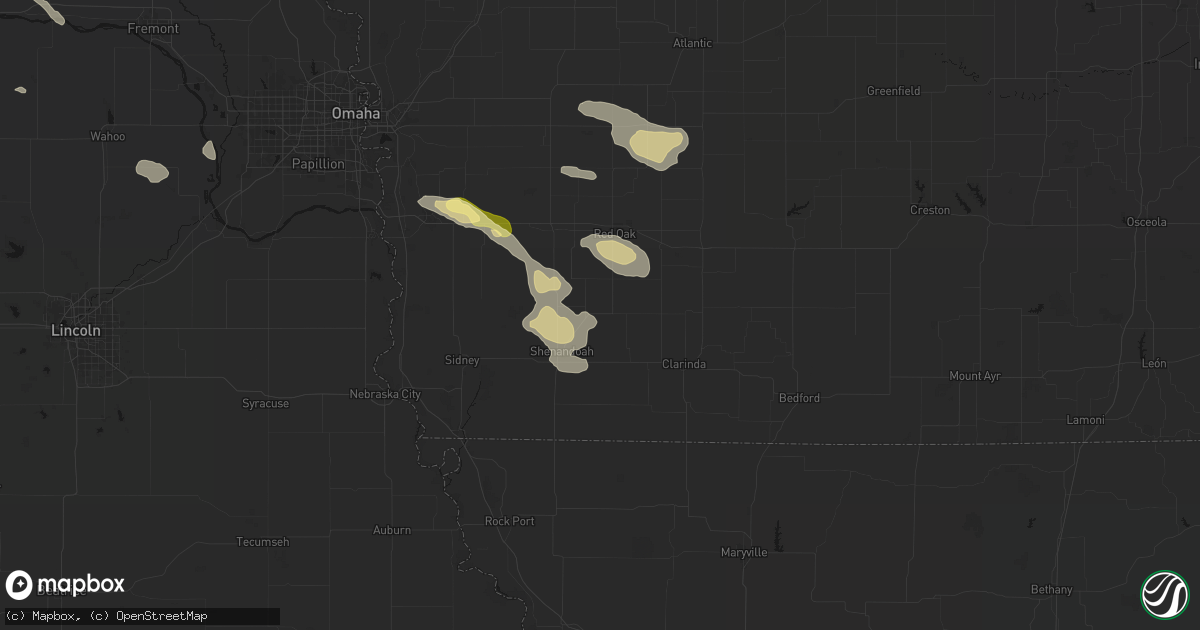 Hail map in Essex, IA on August 8, 2026