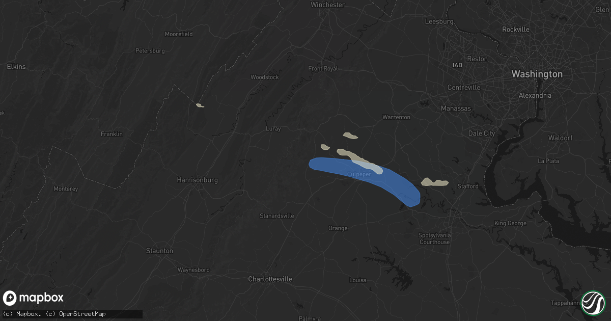 Hail map in Etlan, VA on August 8, 2026