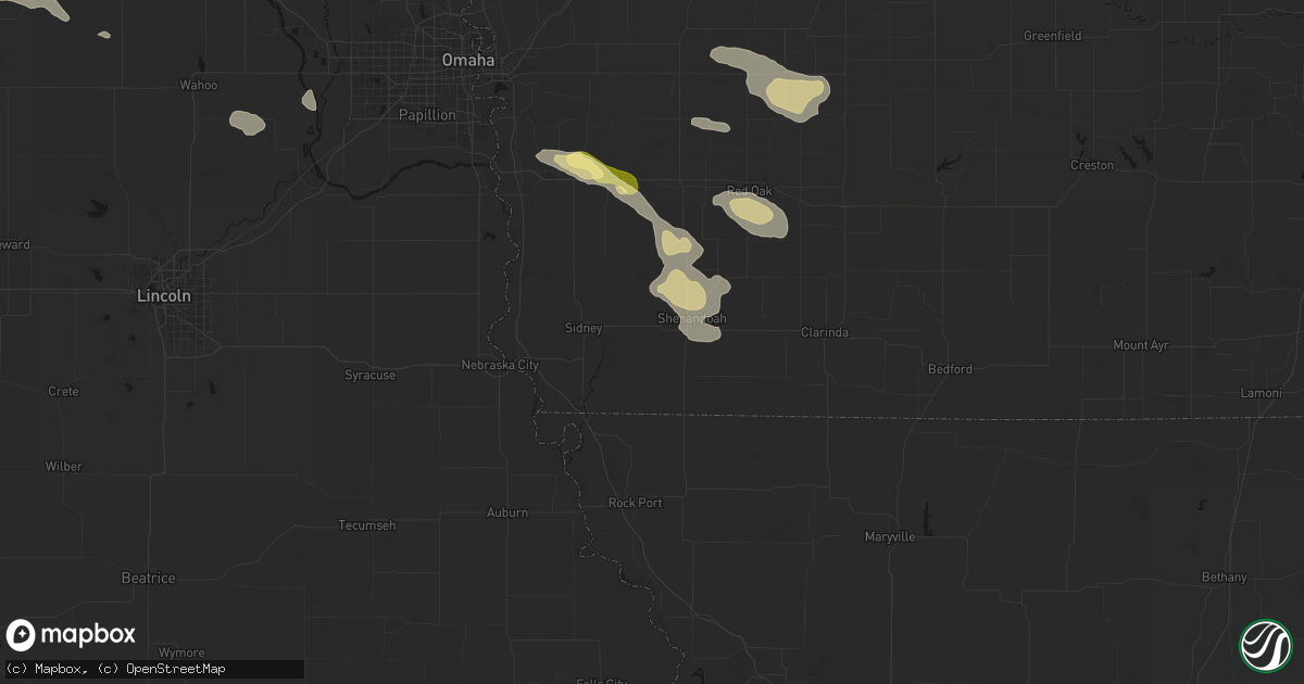 Hail map in Farragut, IA on August 8, 2026