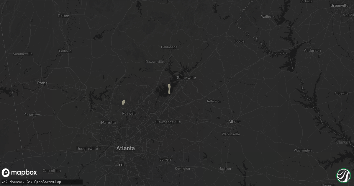 Hail map in Flowery Branch, GA on August 8, 2026