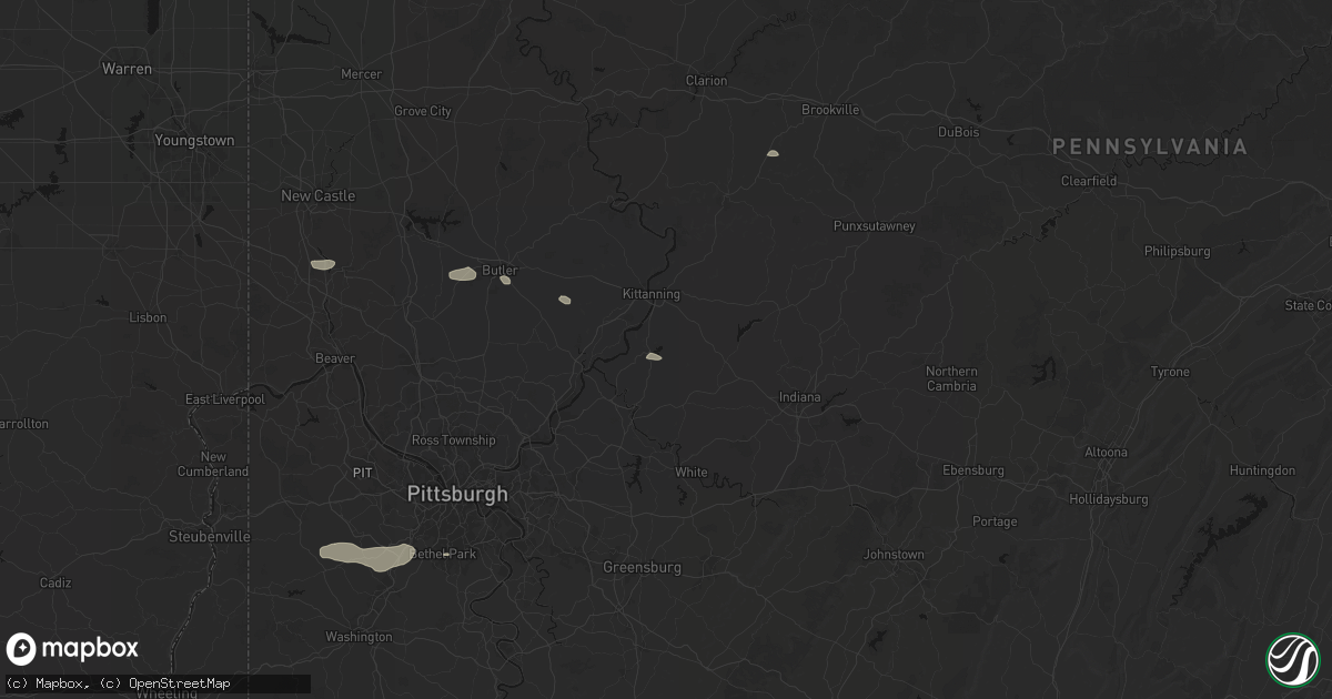 Hail map in Ford City, PA on August 8, 2026