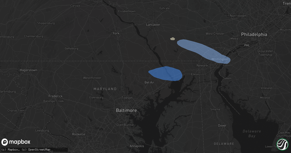 Hail map in Forest Hill, MD on August 8, 2026