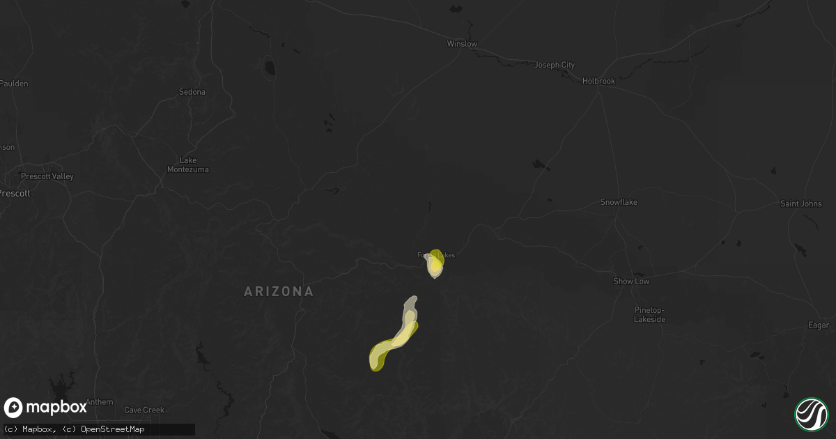 Hail map in Forest Lakes, AZ on August 8, 2026