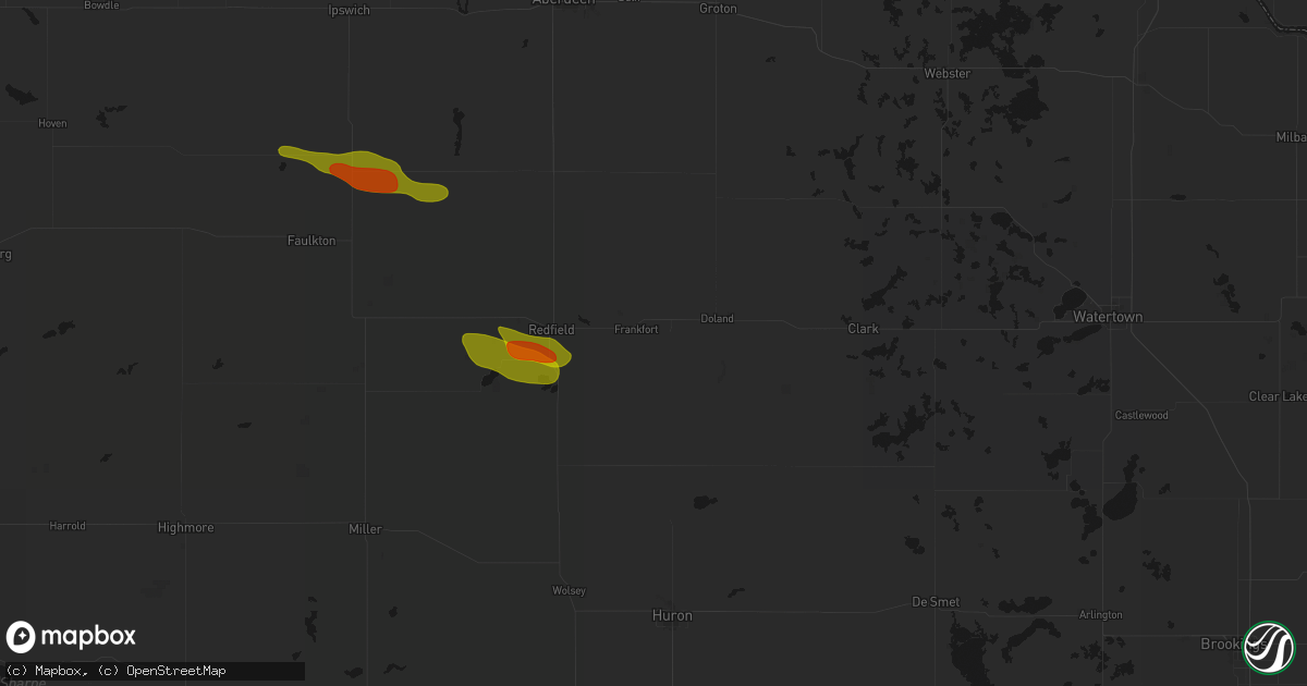 Hail map in Frankfort, SD on August 8, 2026
