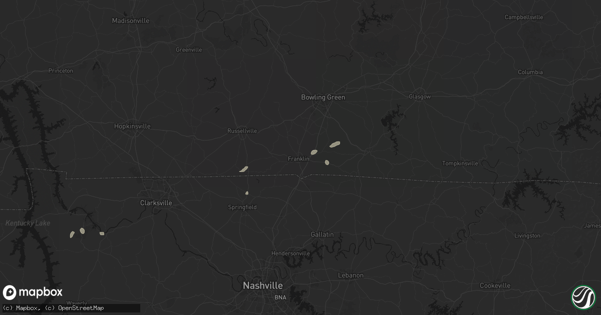 Hail map in Franklin, KY on August 8, 2026