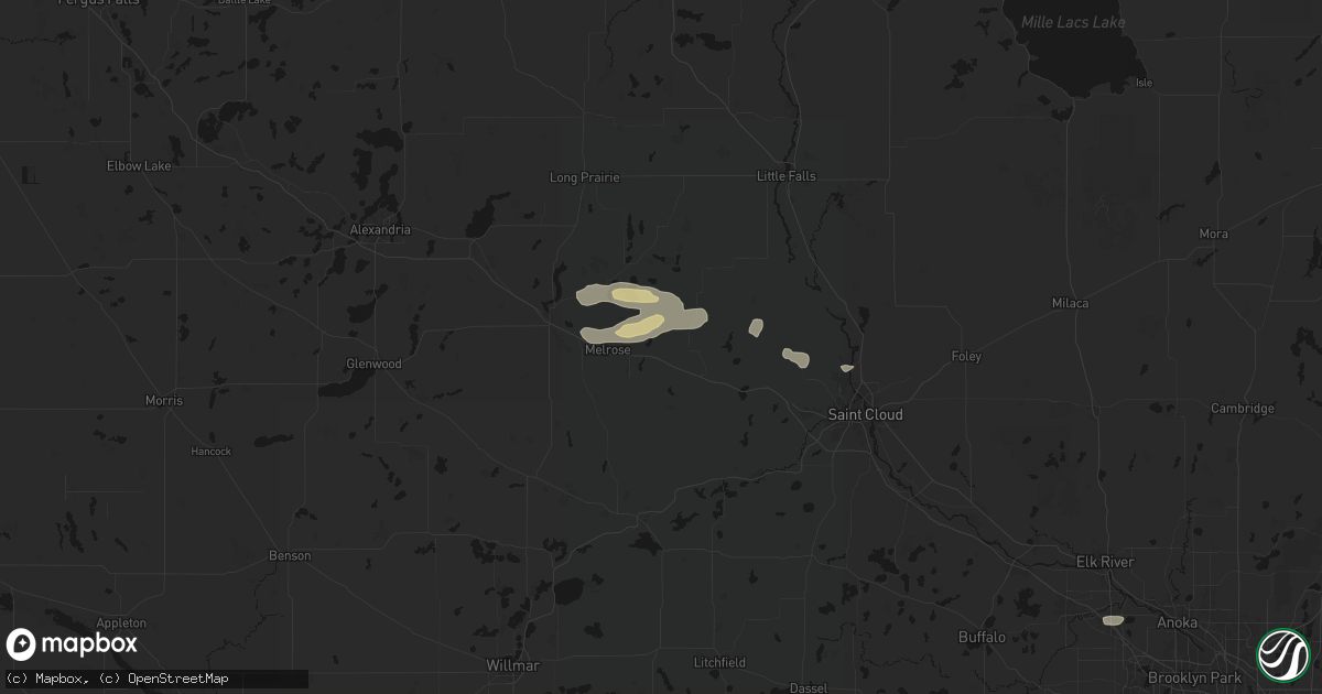 Hail map in Freeport, MN on August 8, 2026