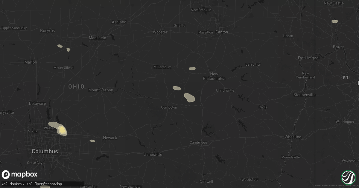 Hail map in Fresno, OH on August 8, 2026