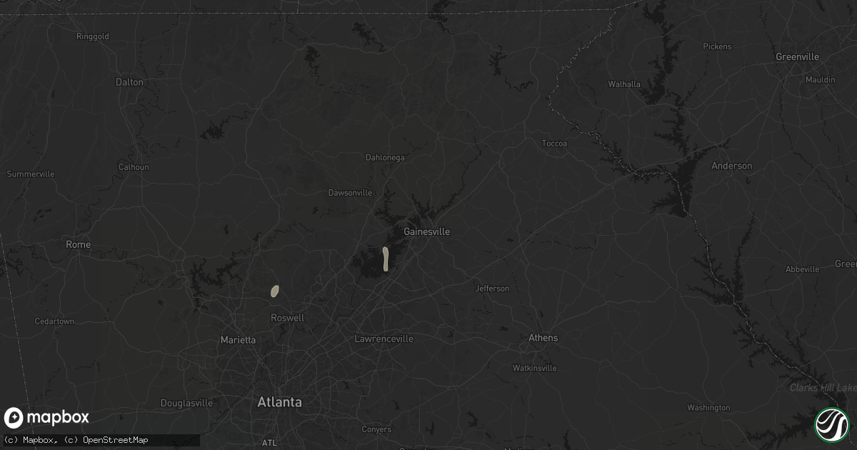 Hail map in Gainesville, GA on August 8, 2026