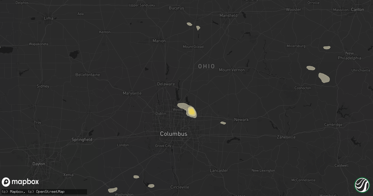 Hail map in Galena, OH on August 8, 2026