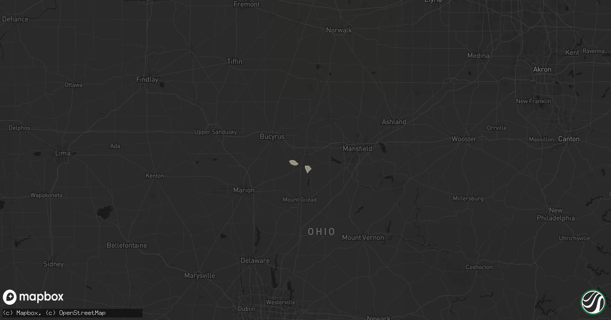 Hail map in Galion, OH on August 8, 2026