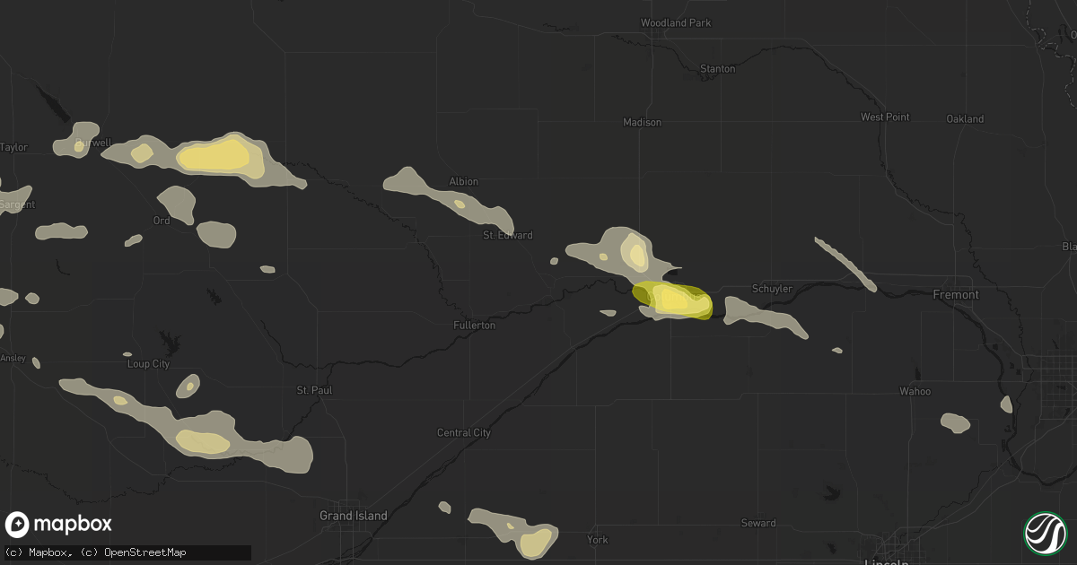 Hail map in Genoa, NE on August 8, 2026