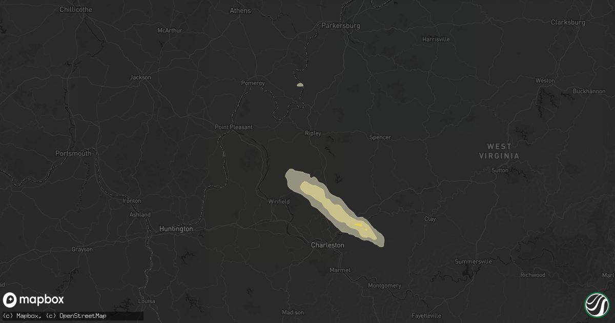 Hail map in Given, WV on August 8, 2026