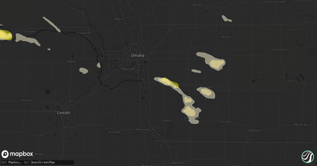 Hail map in Glenwood, IA on August 8, 2026