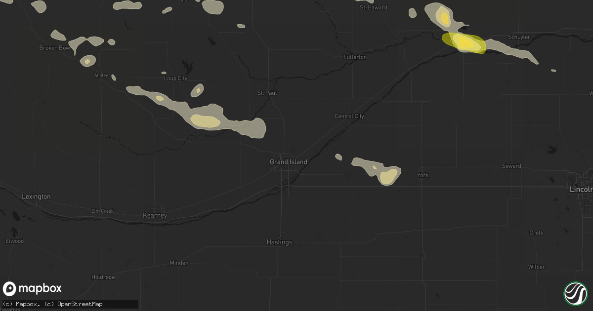 Hail map in Grand Island, NE on August 8, 2026
