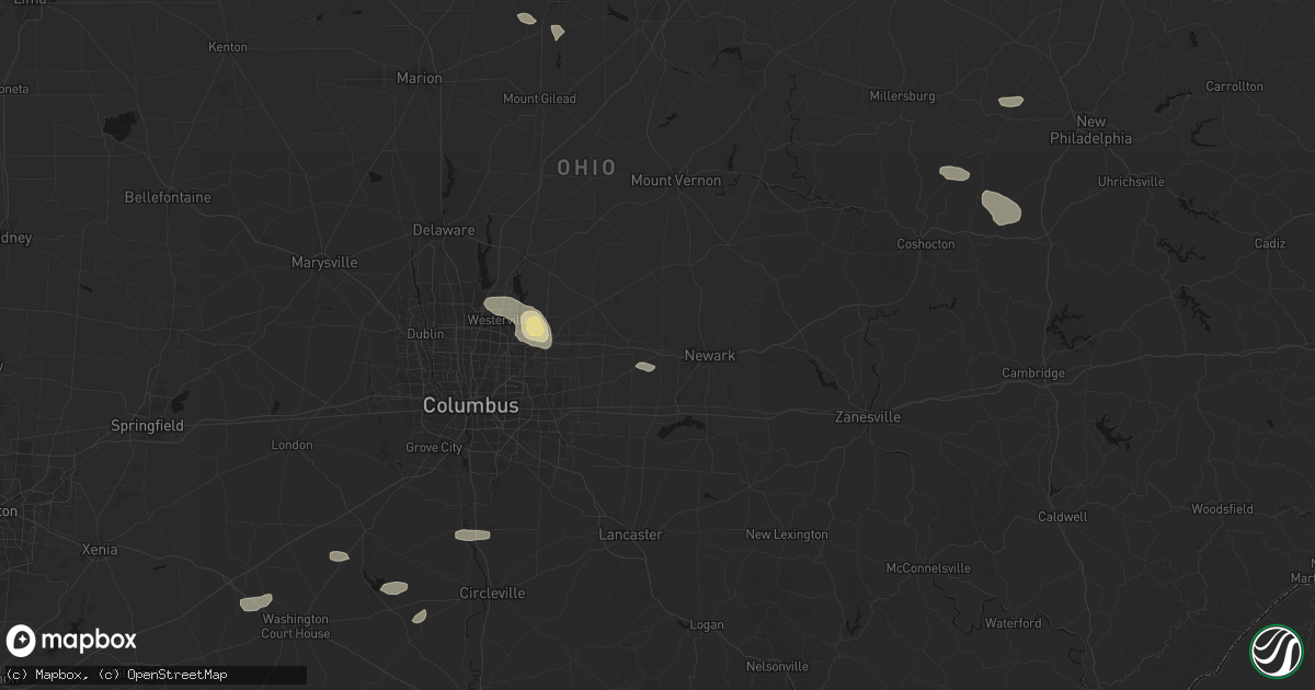 Hail map in Granville, OH on August 8, 2026