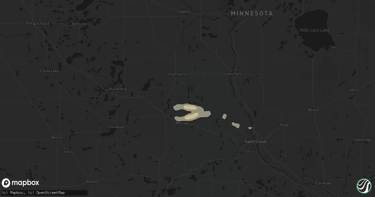 Hail map in Grey Eagle, MN on August 8, 2026