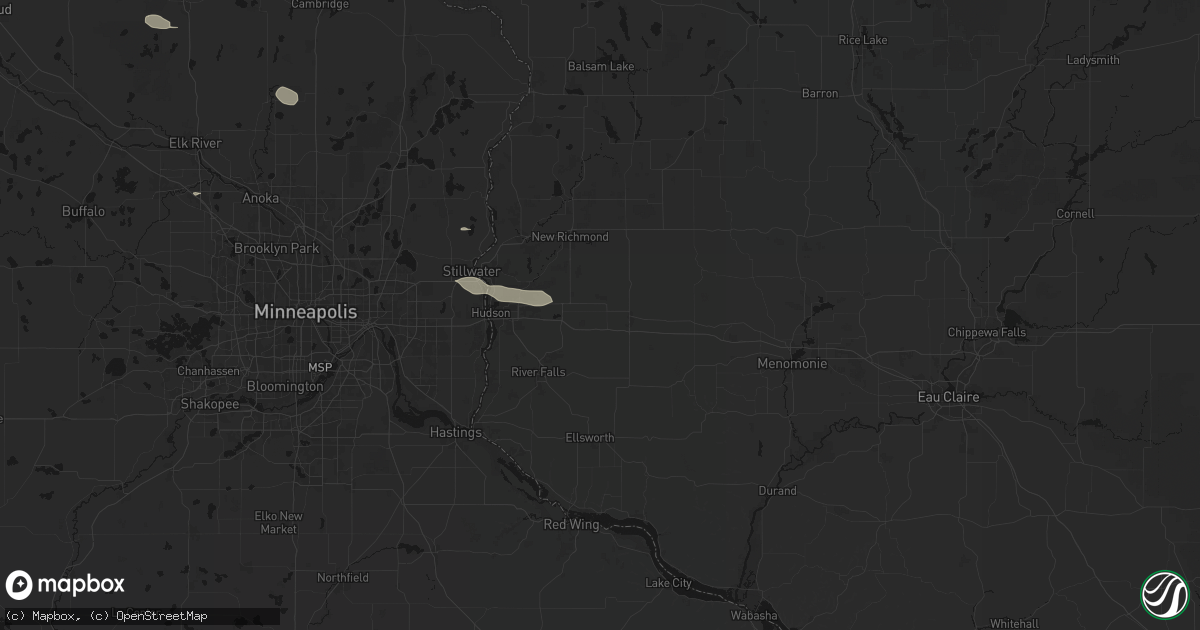 Hail map in Hammond, WI on August 8, 2026