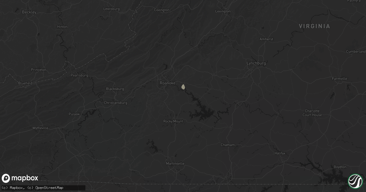 Hail map in Hardy, VA on August 8, 2026
