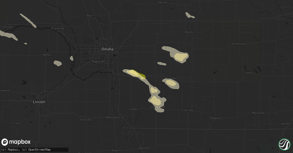 Hail map in Hastings, IA on August 8, 2026