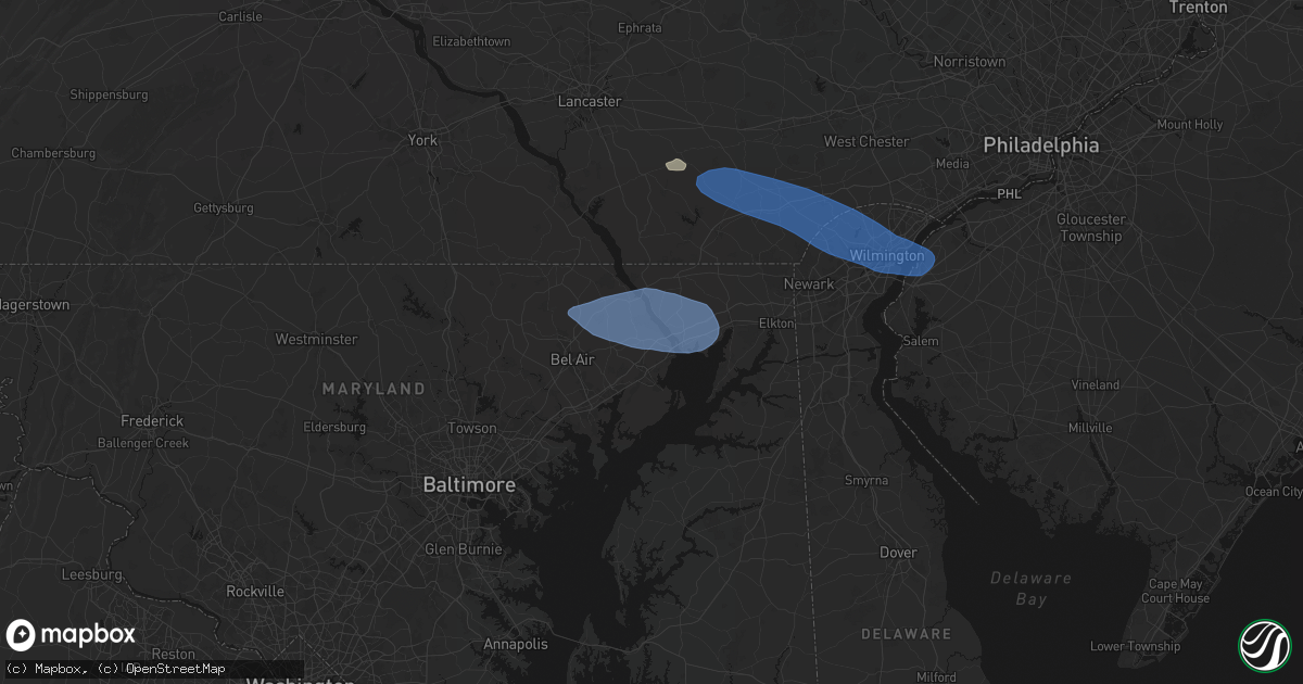 Hail map in Havre De Grace, MD on August 8, 2026