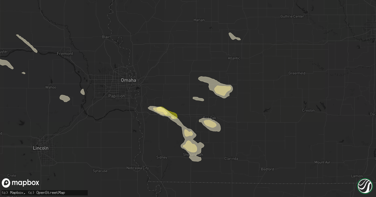 Hail map in Henderson, IA on August 8, 2026