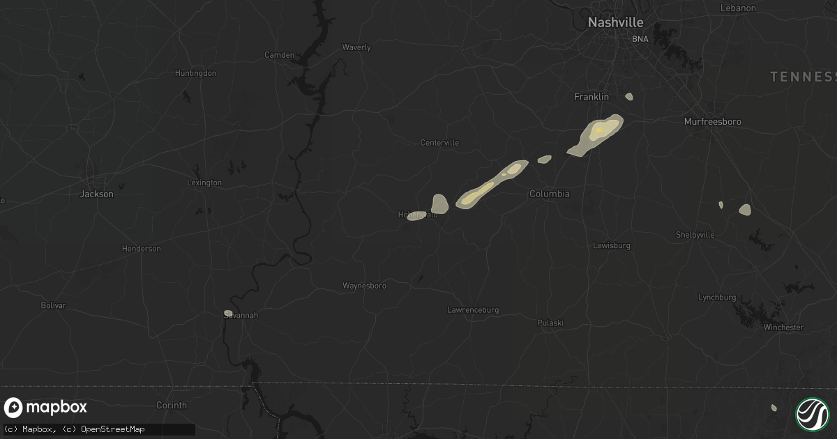 Hail map in Hohenwald, TN on August 8, 2026