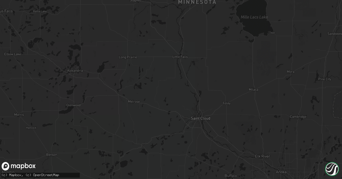 Hail map in Holdingford, MN on August 8, 2026