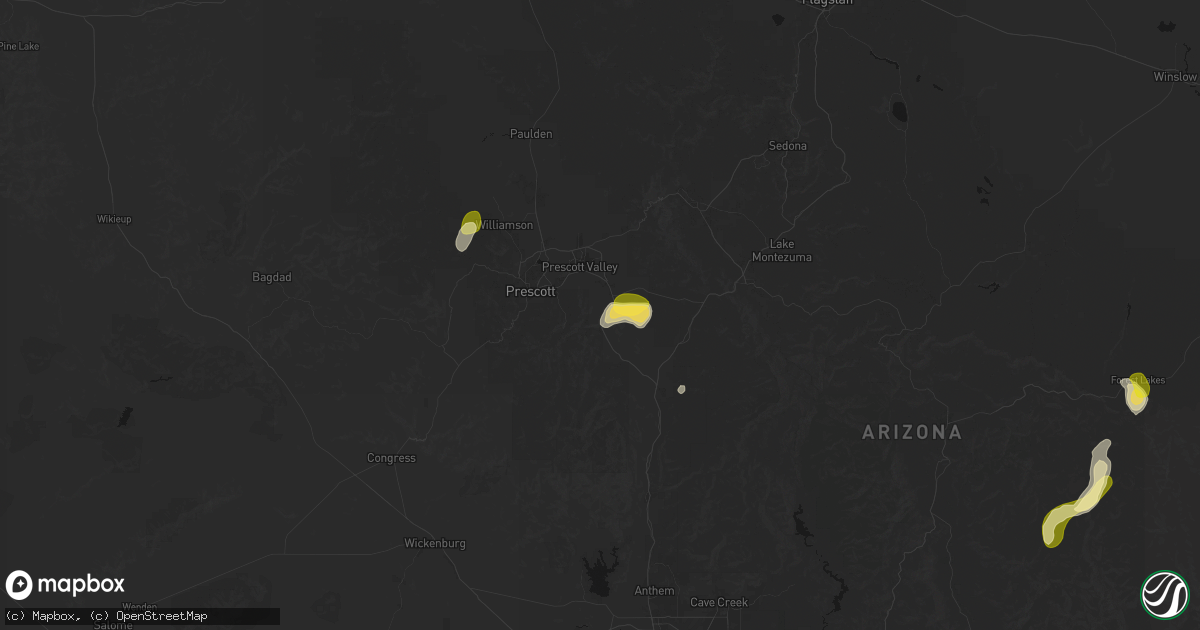Hail map in Humboldt, AZ on August 8, 2026