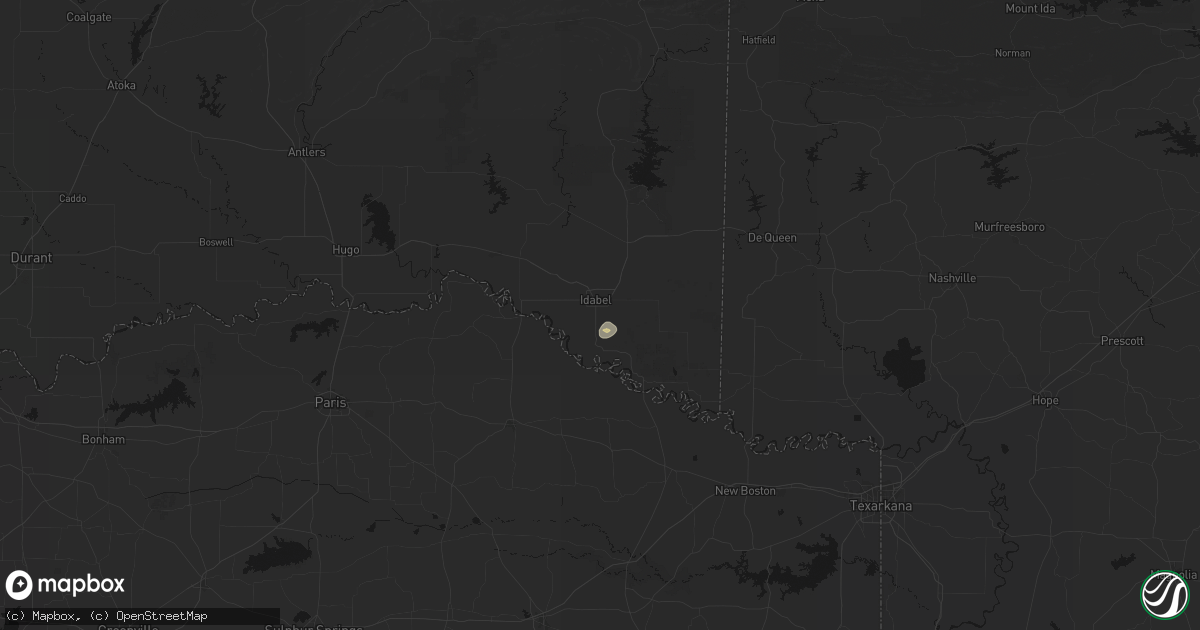 Hail map in Idabel, OK on August 8, 2026
