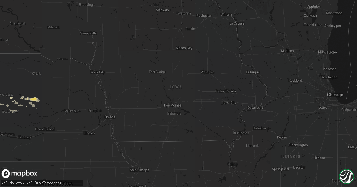 Hail map in Iowa on August 8, 2026