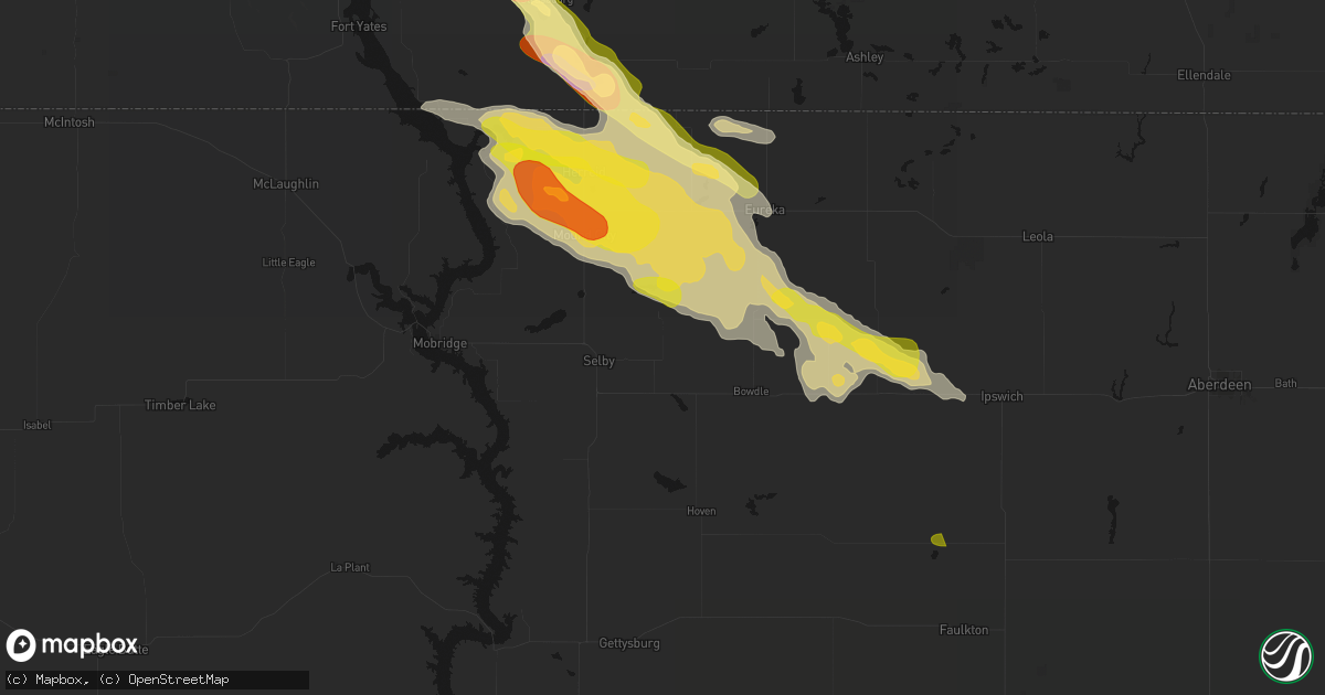 Hail map in Java, SD on August 8, 2026