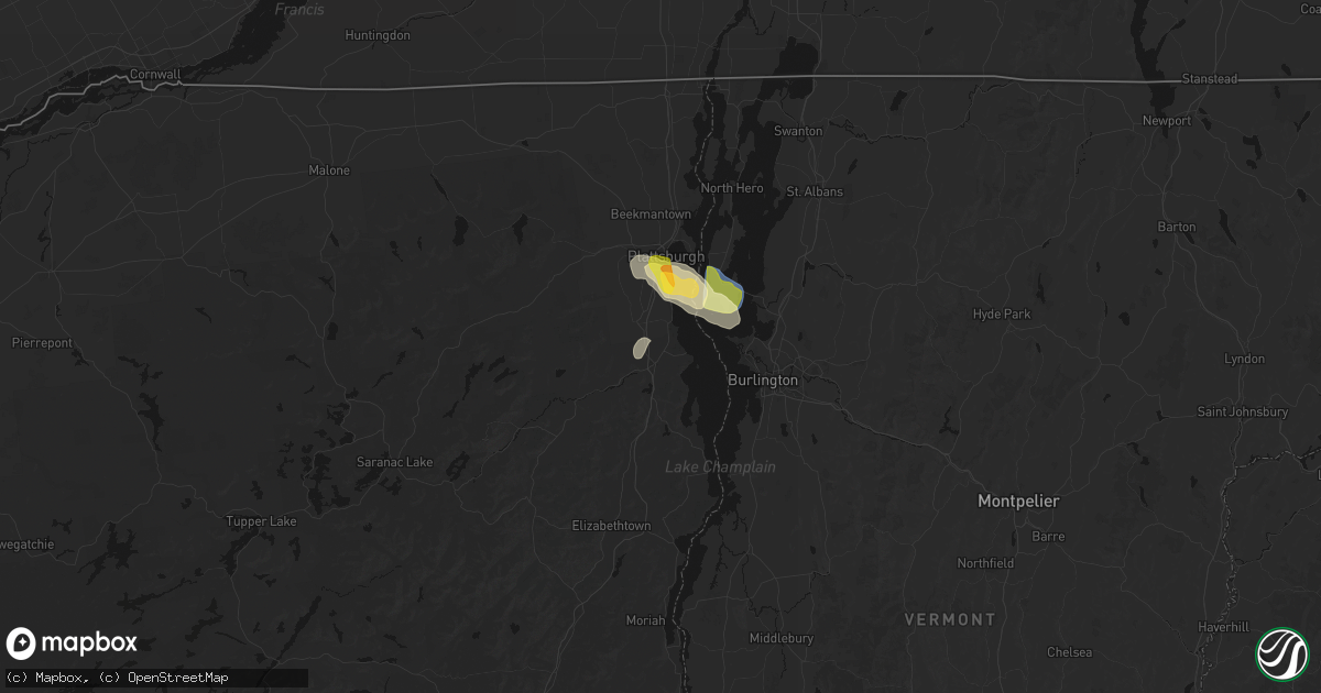 Hail map in Keeseville, NY on August 8, 2026