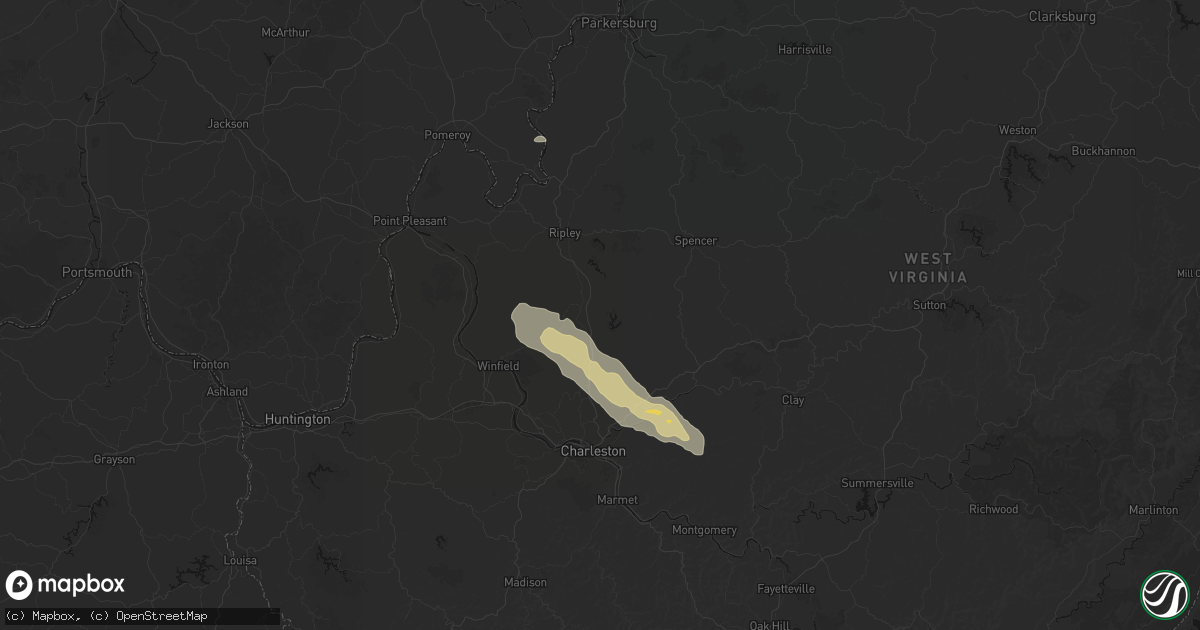 Hail map in Kenna, WV on August 8, 2026