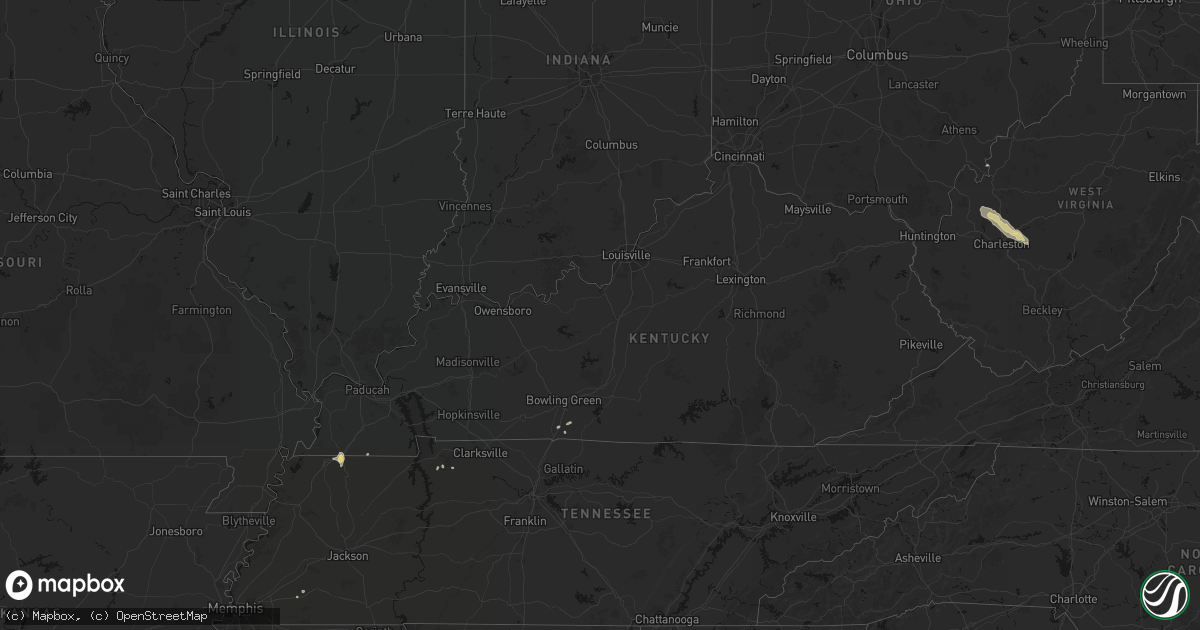 Hail map in Kentucky on August 8, 2026