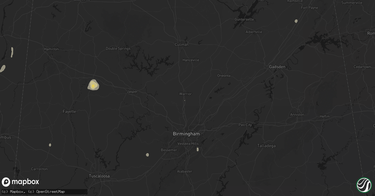 Hail map in Kimberly, AL on August 8, 2026