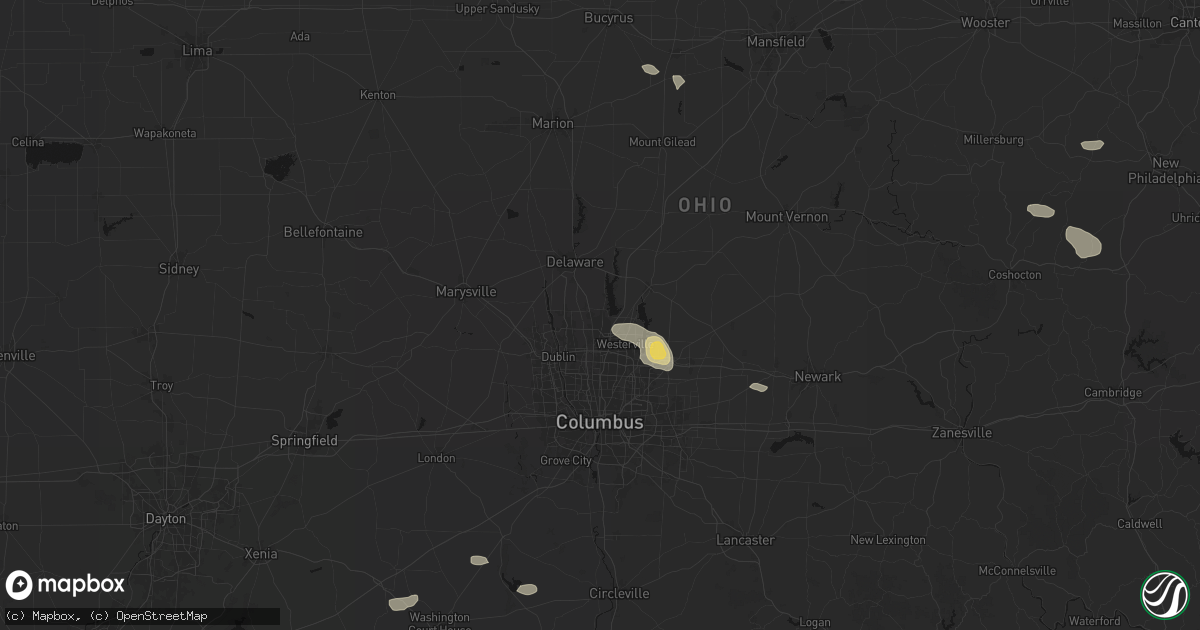 Hail map in Lewis Center, OH on August 8, 2026