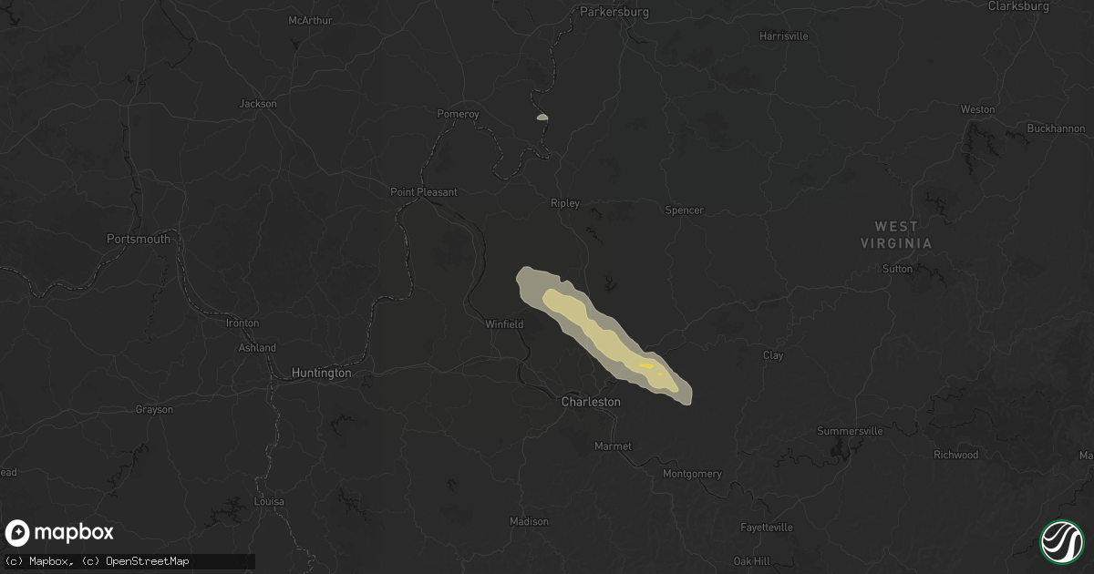 Hail map in Liberty, WV on August 8, 2026