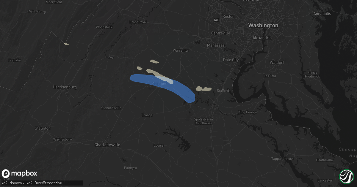 Hail map in Lignum, VA on August 8, 2026