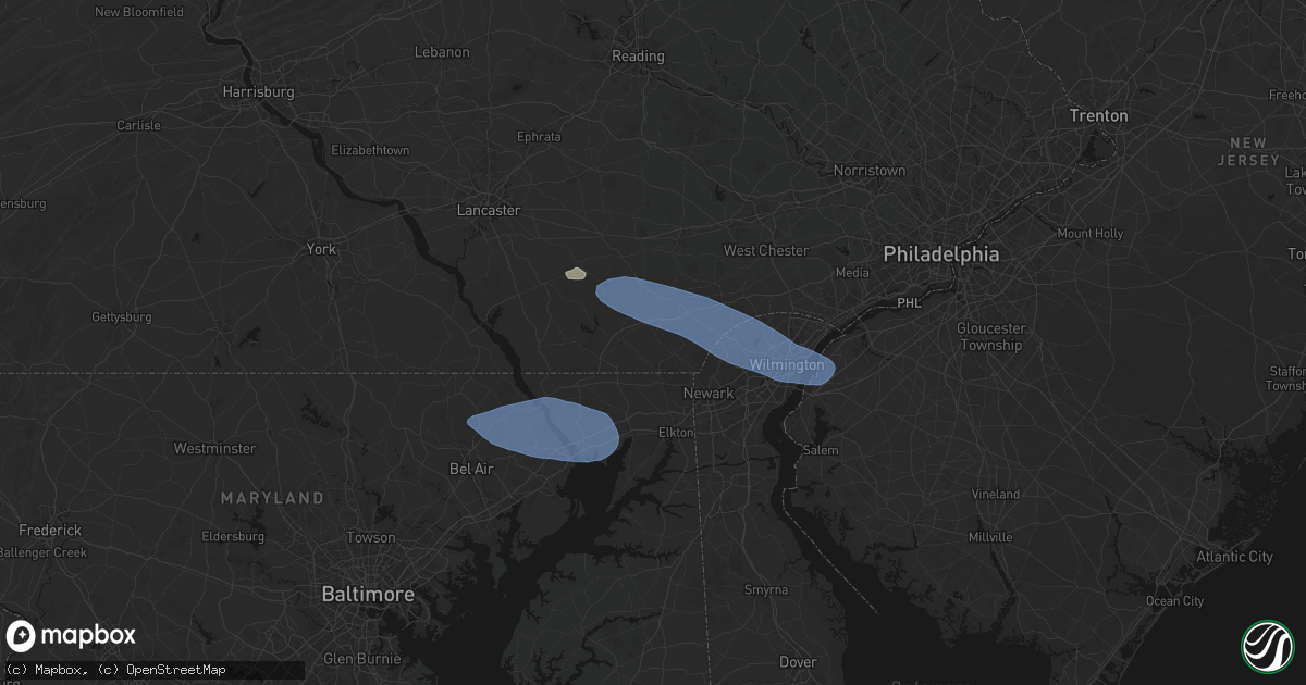 Hail map in Lincoln University, PA on August 8, 2026
