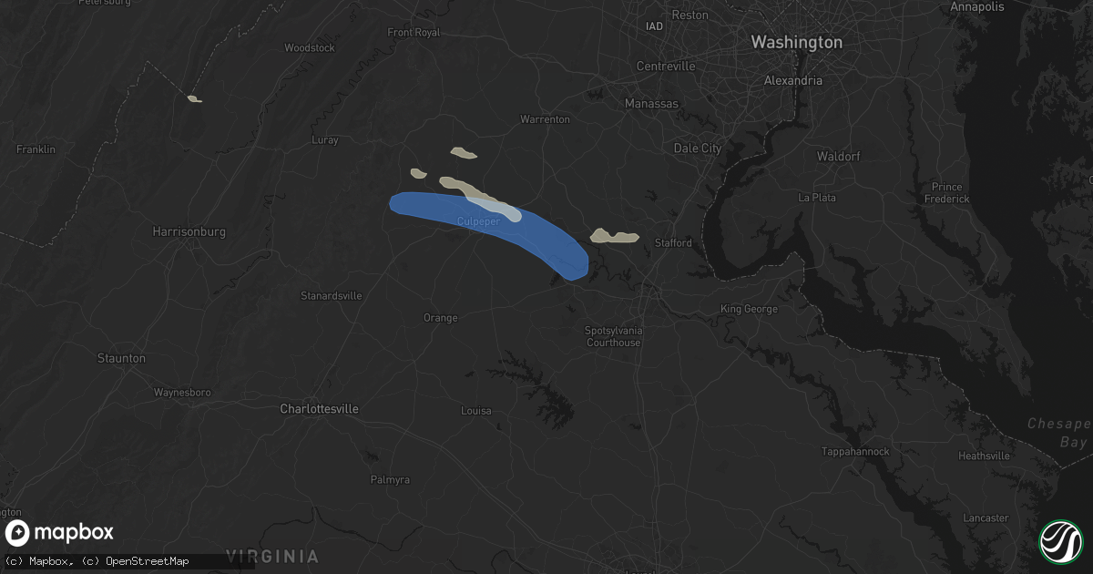 Hail map in Locust Grove, VA on August 8, 2026