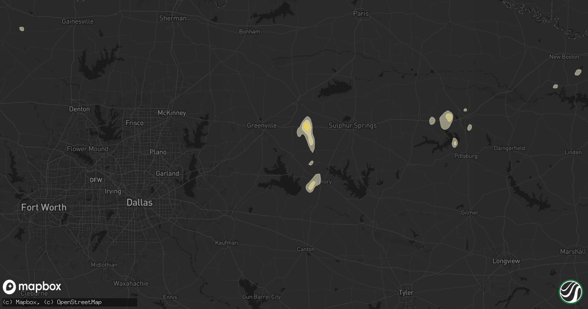 Hail map in Lone Oak, TX on August 8, 2026