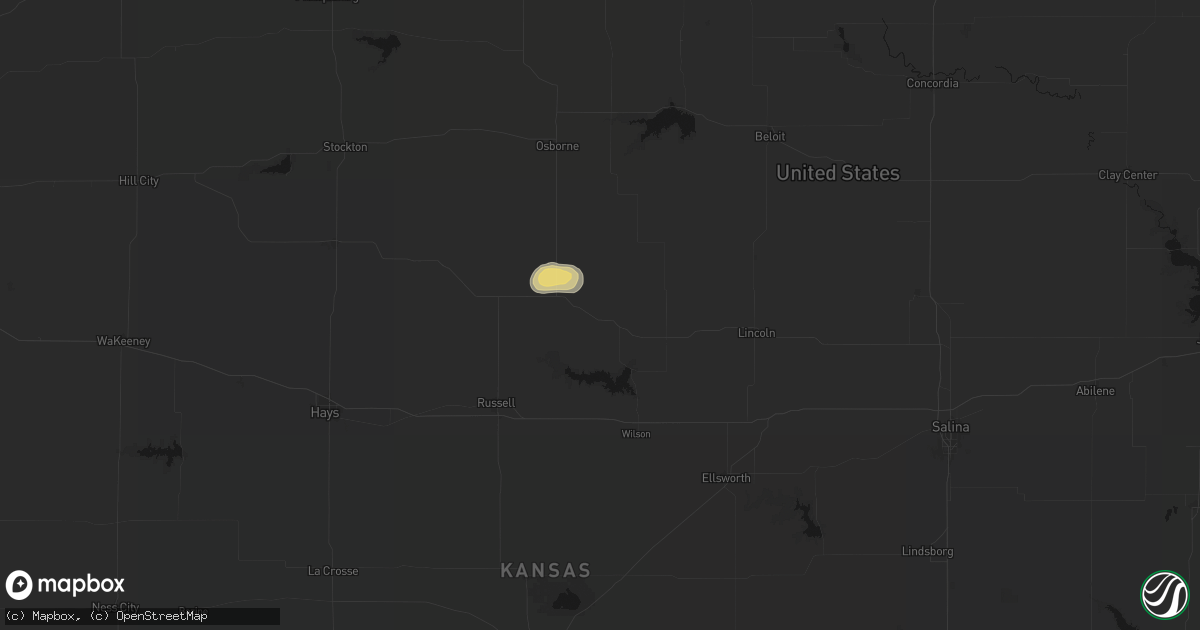 Hail map in Lucas, KS on August 8, 2026