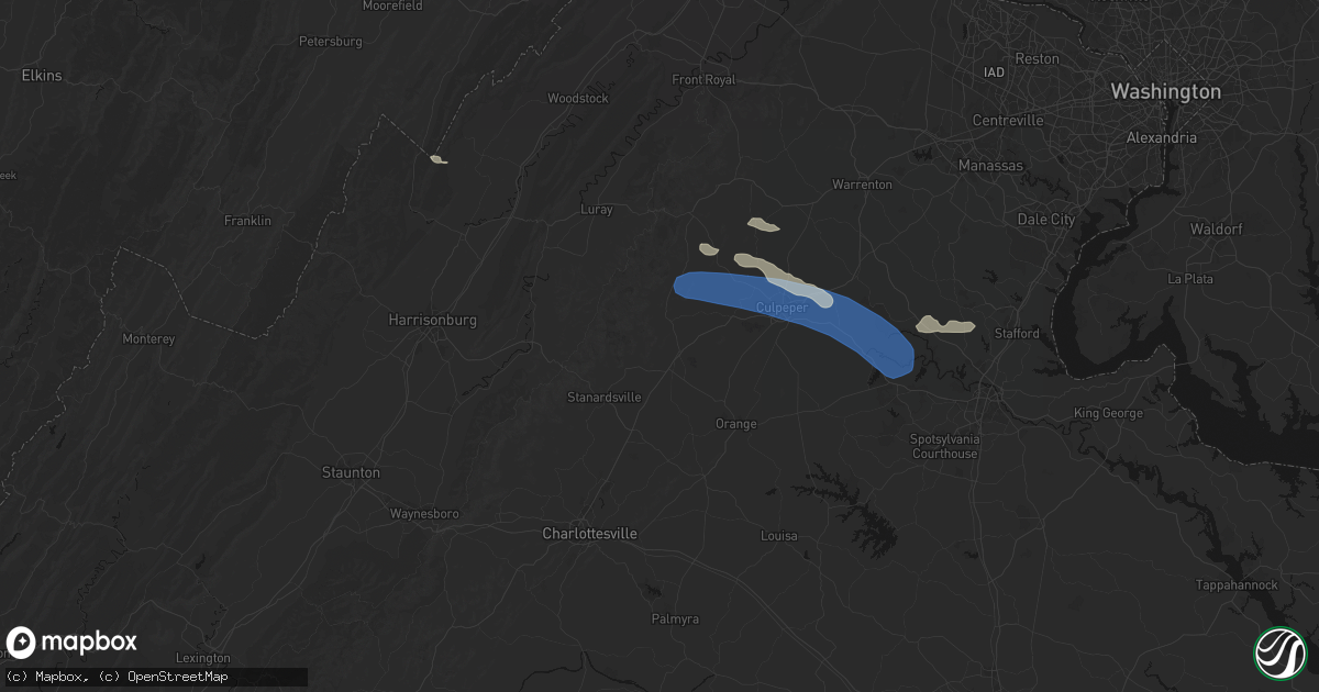 Hail map in Madison, VA on August 8, 2026