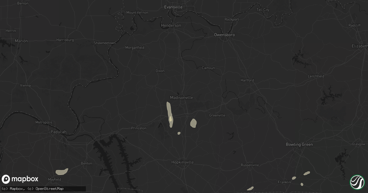 Hail map in Madisonville, KY on August 8, 2026