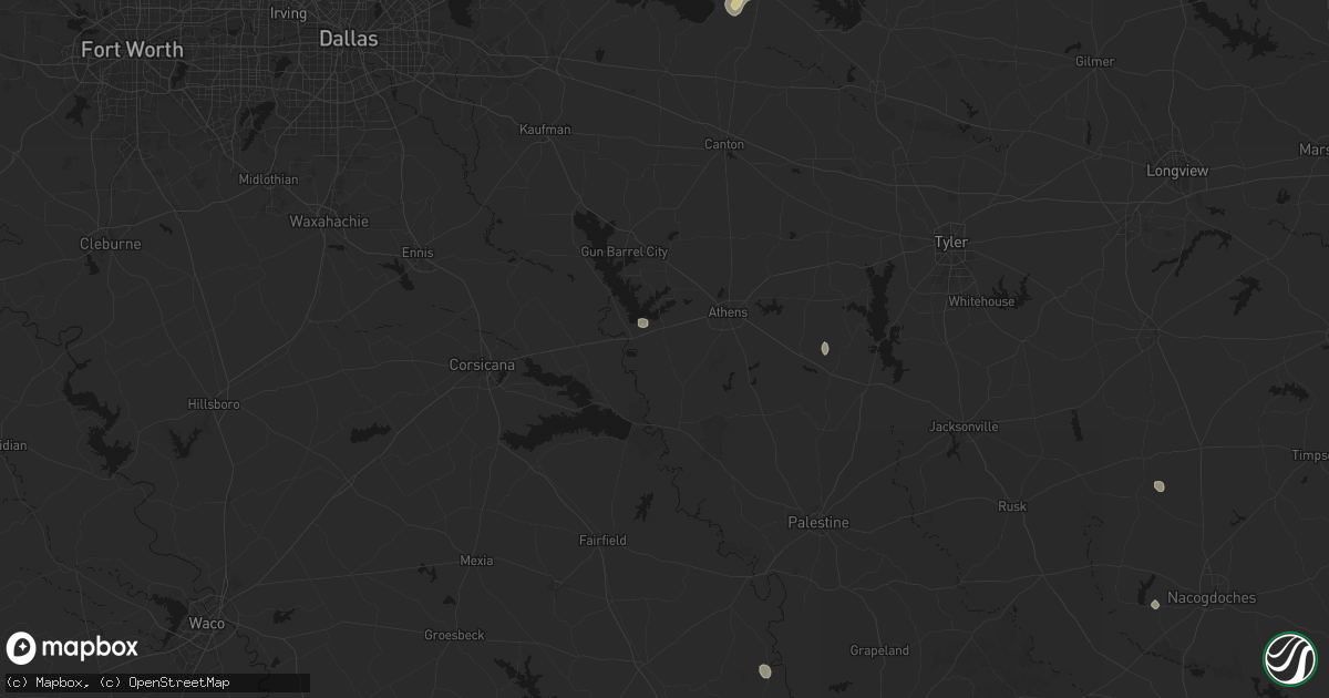 Hail map in Malakoff, TX on August 8, 2026