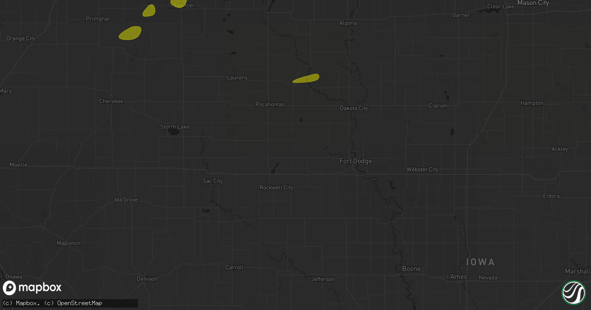 Hail map in Manson, IA on August 8, 2026