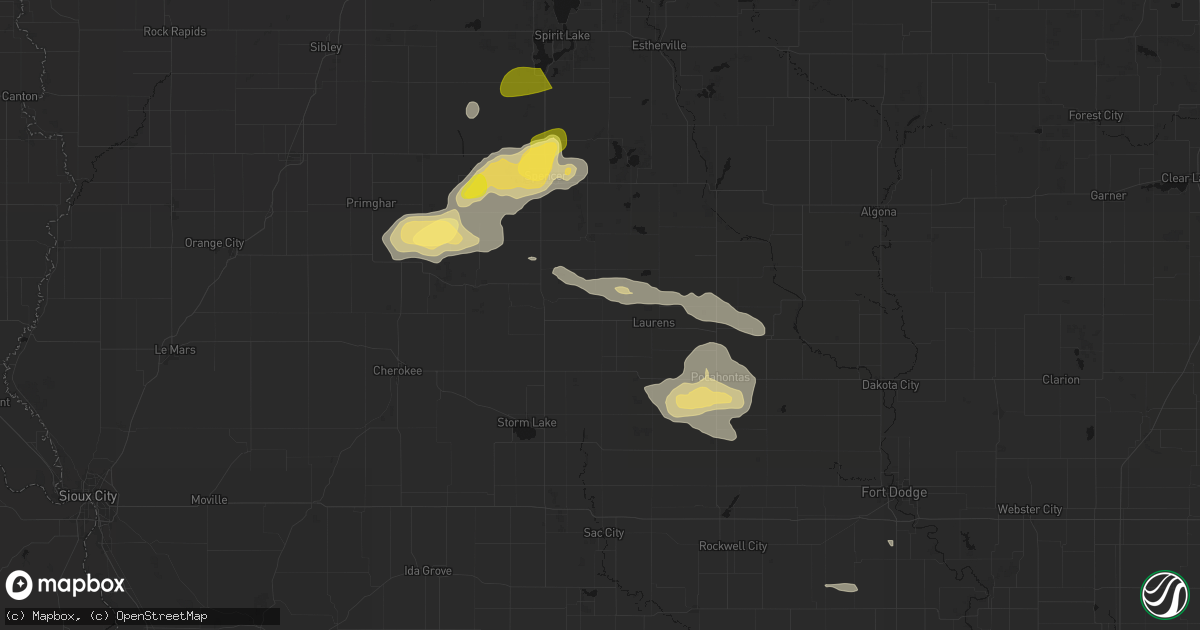 Hail map in Marathon, IA on August 8, 2026
